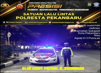 Antisipasi Tindak Kejahatan Jalanan, Sat Lantas Polresta Pekanbaru Gelar Blue Light Patrol